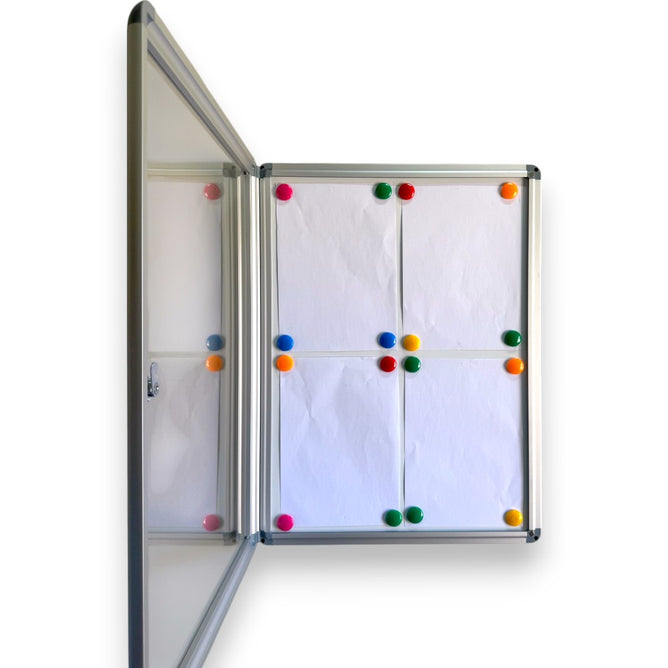 Notice Board Lockable 670x500mm – Magnetic Whiteboard, Holds 4x A4 ...