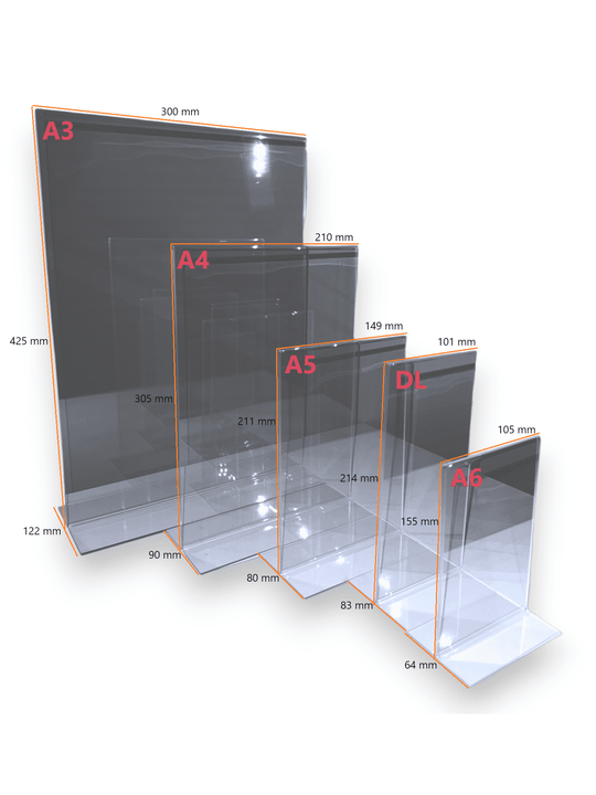 Double Sided A3 Acrylic Sign Holder Portrait - BIZ DISPLAY ELITE