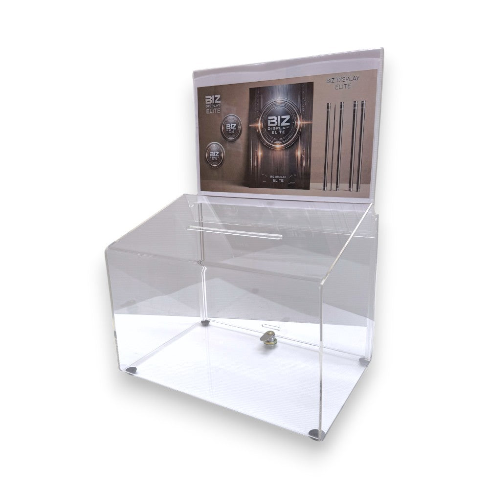 A4 Lockable Acrylic Donation & Suggestion Box with Sign Holder – BIZ ...