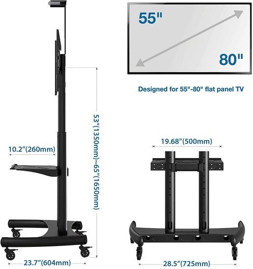 2. BIZDISPLAYELITE Mobile TV Trolley Portable TV Cart 55" - 80" Screens