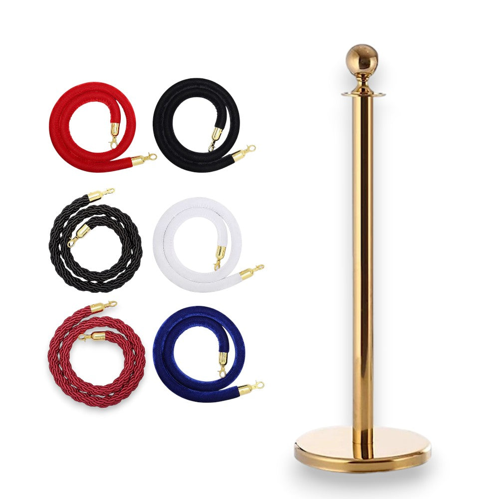 Gold Rope Queue Barrier - Globe Top – BIZ DISPLAY ELITE