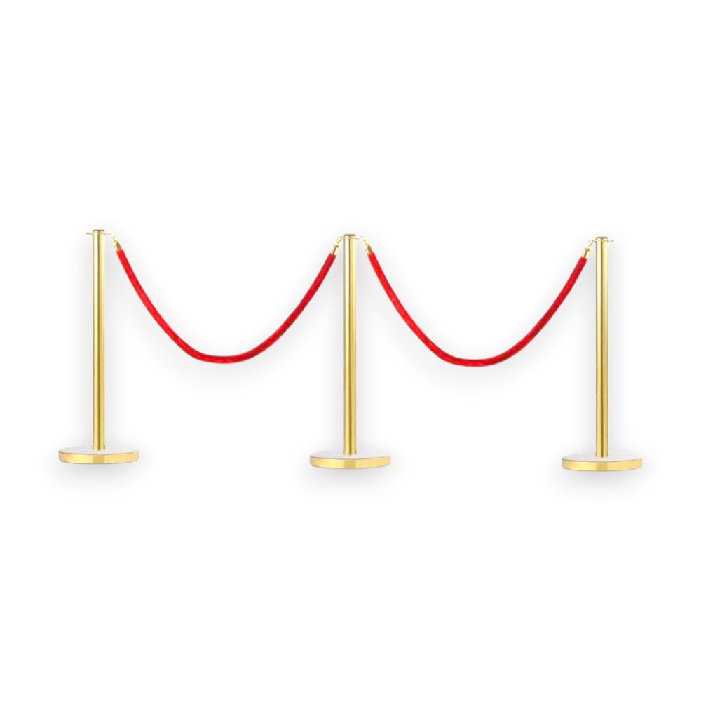 Gold Stanchions Crowd Control Set of 3 Posts + 2 Red Ropes – BIZ ...