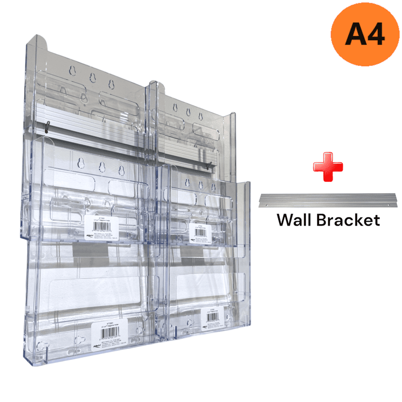 1. BIZ DISPLAY ELITE 4xA4 Wall Mounted Brochure Holders Lit Loc