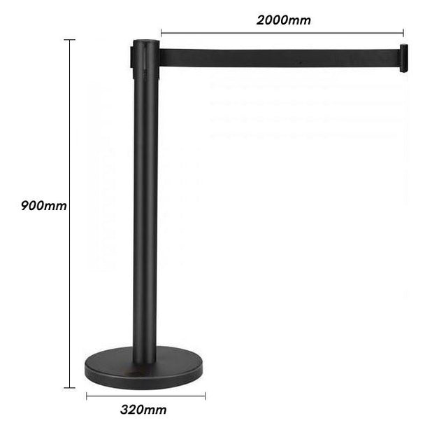 Black Retractable Barrier Posts – Set of 4 with 2m Black Belts, 4-Way ...