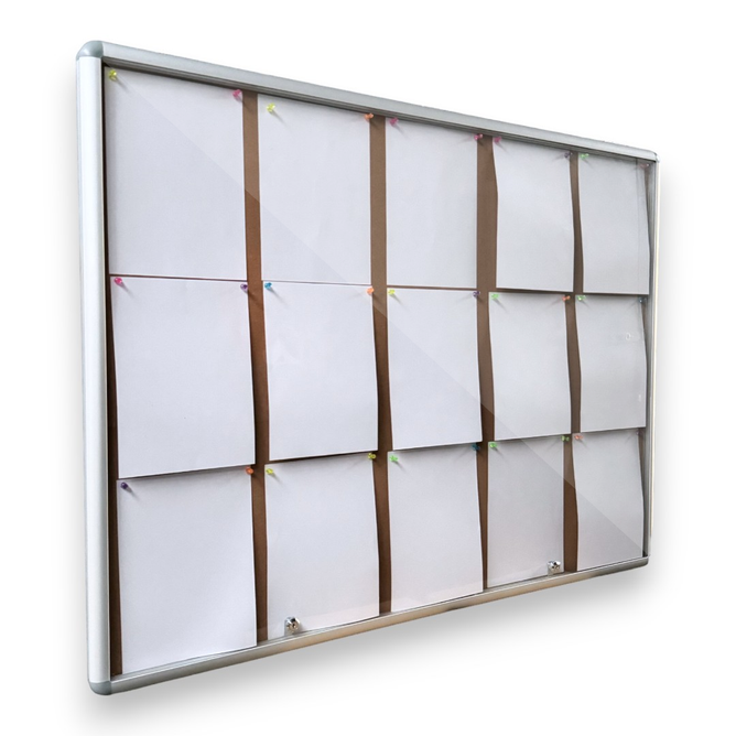 Notice Board Lockable 1200x900mm – Indoor Cork Pinboard, Holds 15x A4 ...