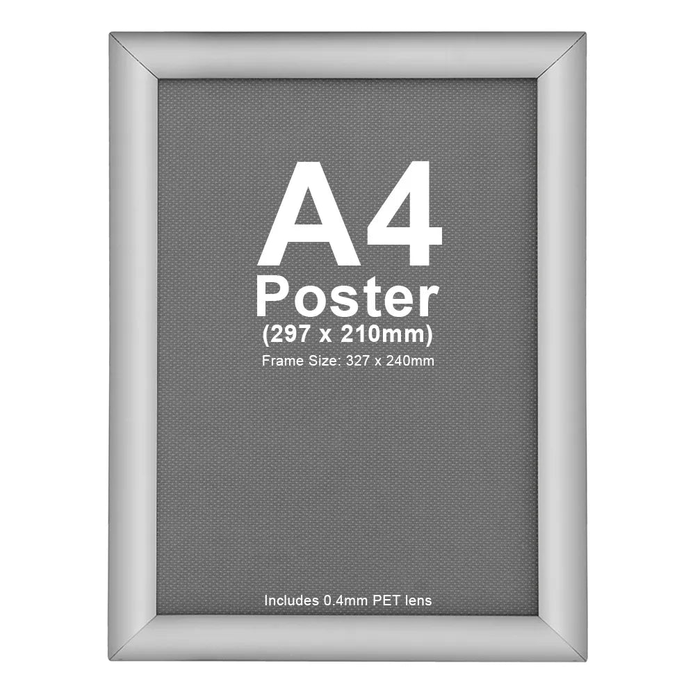 Snap Frame Template A4 Snap Frame – Silver Aluminium Poster Frame | 25mm, Anti-Glare, Wall ...