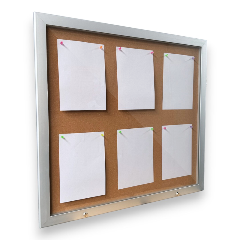 BIZ DISPLAY ELITE 6xA4 Lockable Notice Board Outdoor Wall Mounted Cork Board